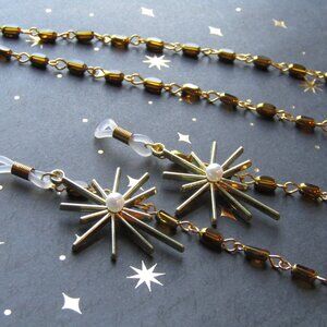 Rockabilly Vegas Starburst Glasses Chain Pinup Atomic Era Golden Vintage Inspo